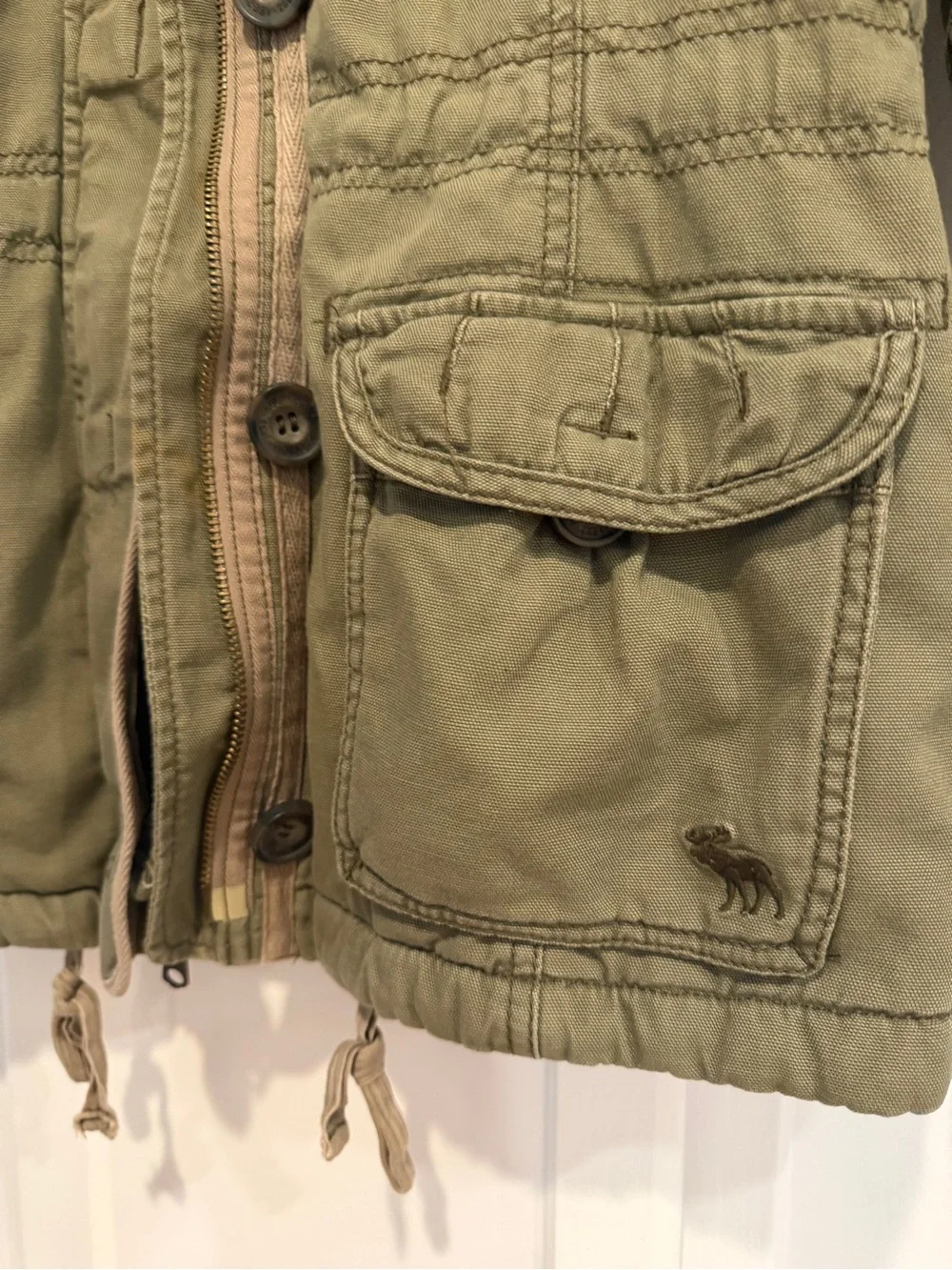 Abercrombie & Fitch y2k Olive Green Utility Parka Faux Fur Hood